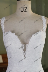 Sweet Heart Lace Applique Mermaid Satin Wedding Gown