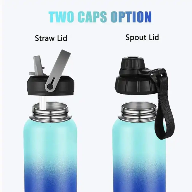 2023 BPA free LFGB Double walled Insulated 18/8 Stainless Steel Vacuum Flask Sport Water Bottle with straw easy carry