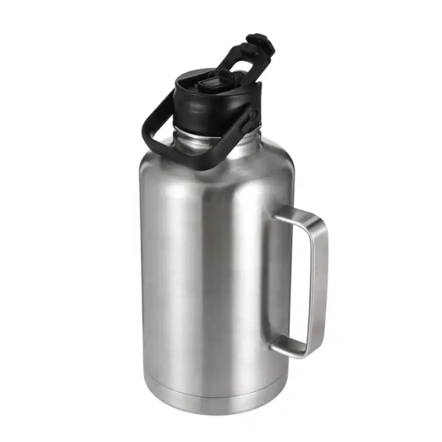 64oz High Quality Water Tank BPA Free Stainless Steel Beer Growler Sports Bottle Outdoor Travel Jug Handle Beer Growler