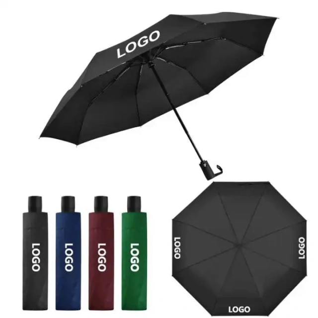 portable 3 fold auto sun shade promotional custom fold automatic umbrella with logo