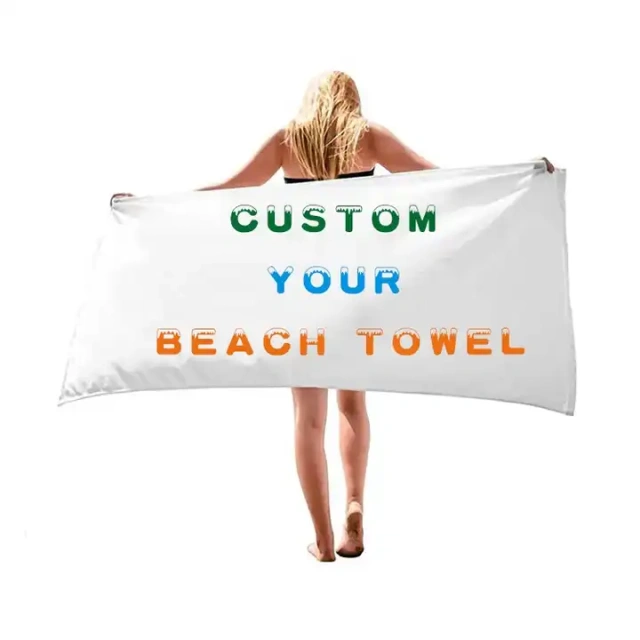 Custom Printed Logo Microfiber Towel Super Absorbent Quick-Dry Soft Lightweight Sand Free Beach Towel