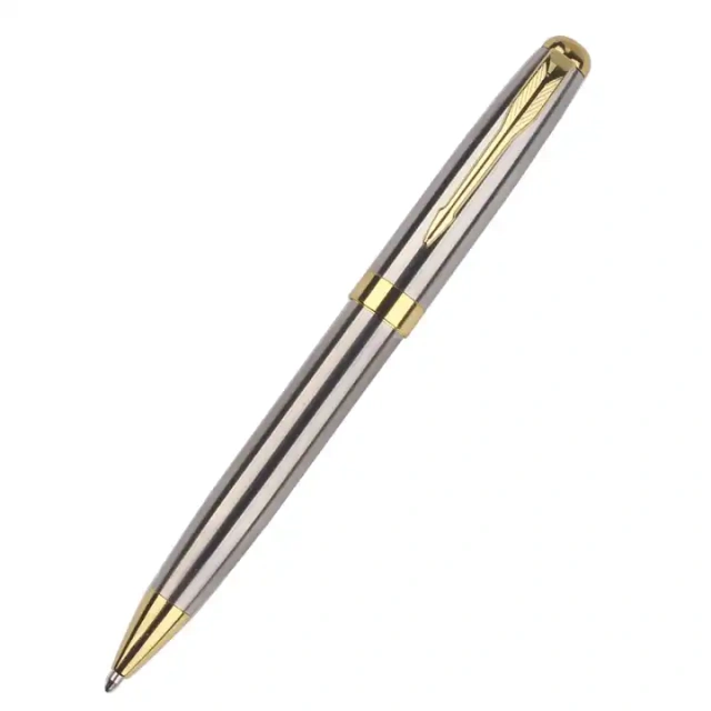 Promotional Ball Pen Customized Logo Black White Slim Metal Body Twist Ballpoint Pen