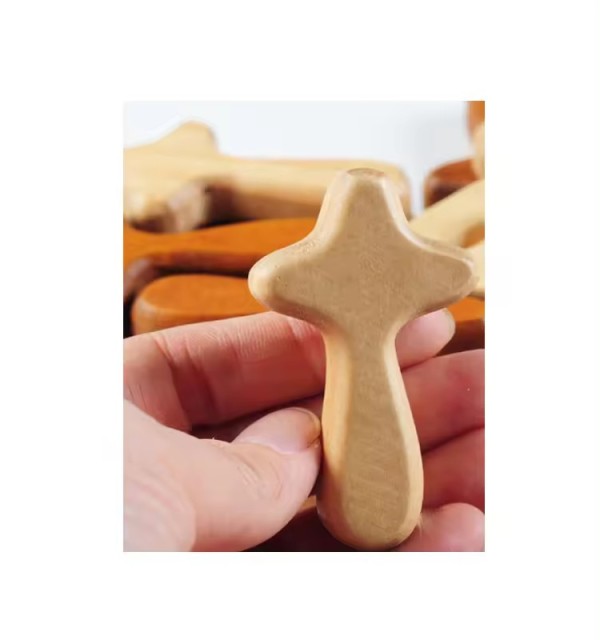 Mini Wood Holding Hand Cross Handheld Wooden Cross Christian Religious Gift