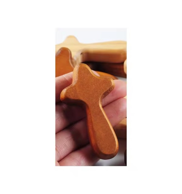 Mini Wood Holding Hand Cross Handheld Wooden Cross Christian Religious Gift