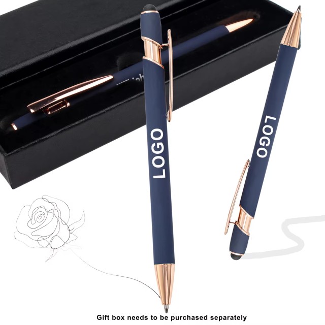 Soft Rubber Rose Gold Parts Metal Stylus Touch Ball Pen