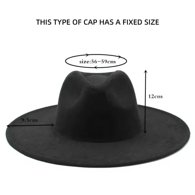 Faux Wool Big Wide Brim Felt Hat 9.5cm Fadora fedora hats for women men Ladies Spring