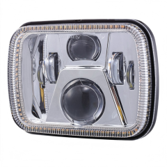 High quality 5x7 inch truck led headlight for jeep cherokee xj/GMC headlamp with rectangular halo ring