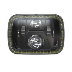 High quality 5x7 inch truck led headlight for jeep cherokee xj/GMC headlamp with rectangular halo ring