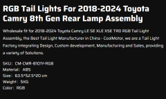 RGB Tail Lights For 2018-2024 Toyota Camry 8th Gen Rear Lamp Assembly