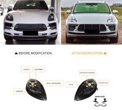 95B. 2 low-end upgrade high-end 21 PDLS matrix style LED headlights Suitable for 18-21 Macan models