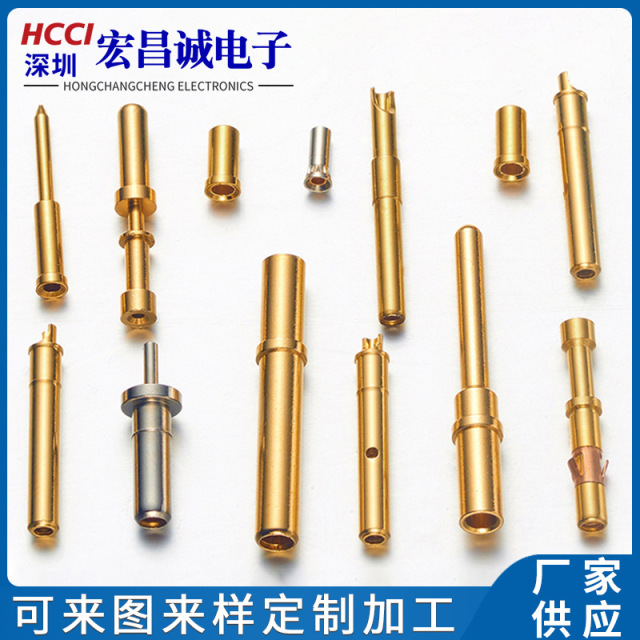 Copper hole parts, pin parts, copper parts, copper pins, copper sockets, spring copper pins, gold plating