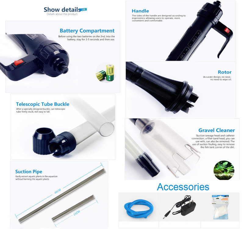 LONDAFISH Electric Fish Tank Vacuum Cleaner Syphon Operated Gravel Water Filter Cleaner Sand Washer