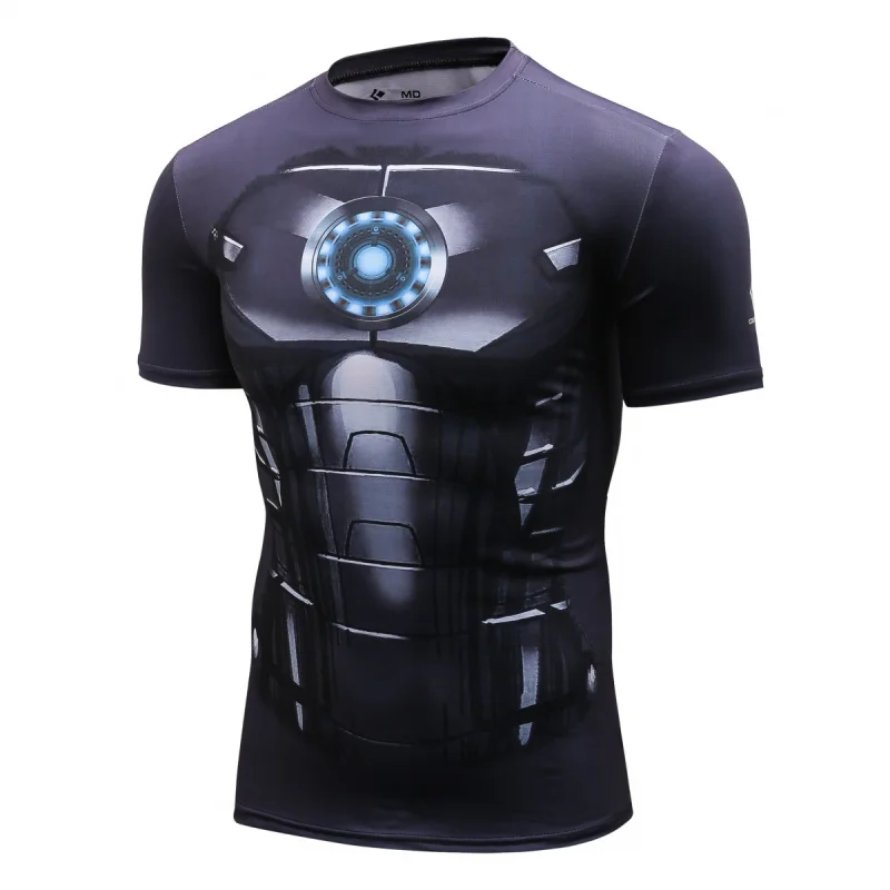 Red Plume Men's Film Super-Hero Series Compression Sports Shirt Skin Running Short Sleeve Tee