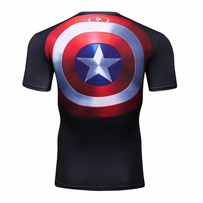 Red Plume Men's Film Super-Hero Series Compression Sports Shirt Skin Running Short Sleeve Tee