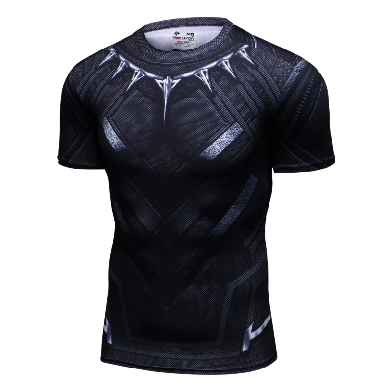 Red Plume Men's Film Super-Hero Series Compression Sports Shirt Skin Running Short Sleeve Tee