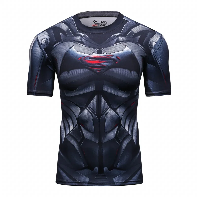 Red Plume Men's Film Super-Hero Series Compression Sports Shirt Skin Running Short Sleeve Tee