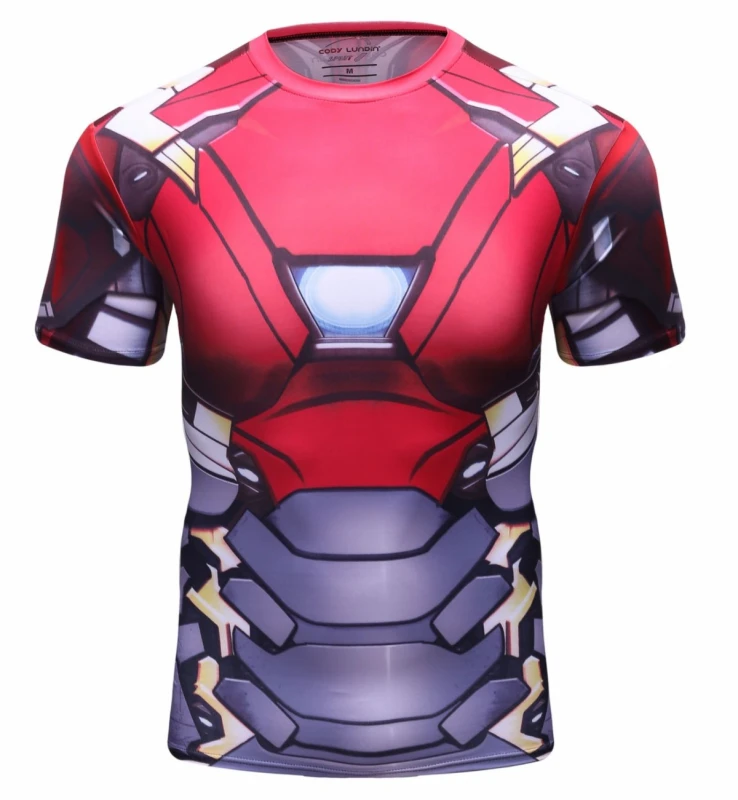 Red Plume Men's Film Super-Hero Series Compression Sports Shirt Skin Running Short Sleeve Tee