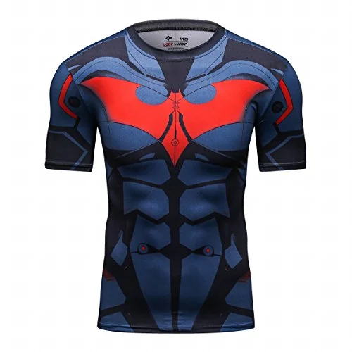 Men's Super-Hero Batman Spiderman American Captain Panther punisher Iron man Superman Sports Shirt Running Short Sleeve Tee