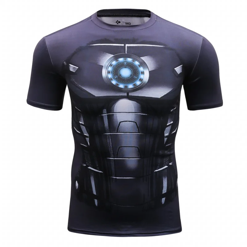 Red Plume Men's Film Super-Hero Series Compression Sports Shirt Skin Running Short Sleeve Tee