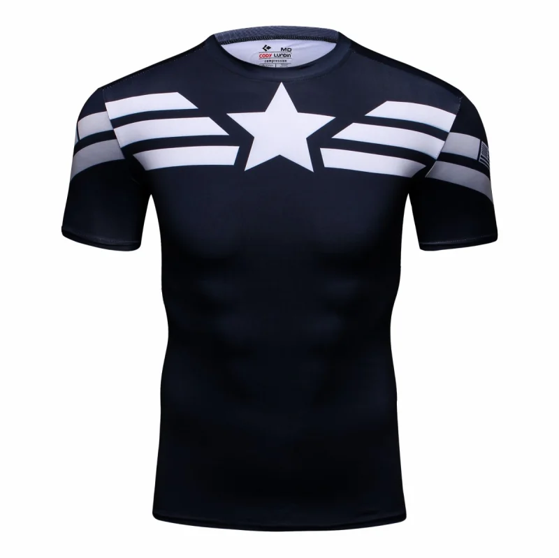 Red Plume Men's Film Super-Hero Series Compression Sports Shirt Skin Running Short Sleeve Tee