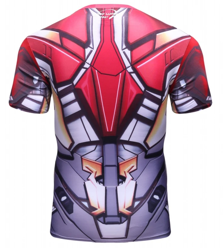 Red Plume Men's Film Super-Hero Series Compression Sports Shirt Skin Running Short Sleeve Tee