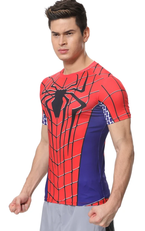 Red Plume Men's Film Super-Hero Series Compression Sports Shirt Skin Running Short Sleeve Tee