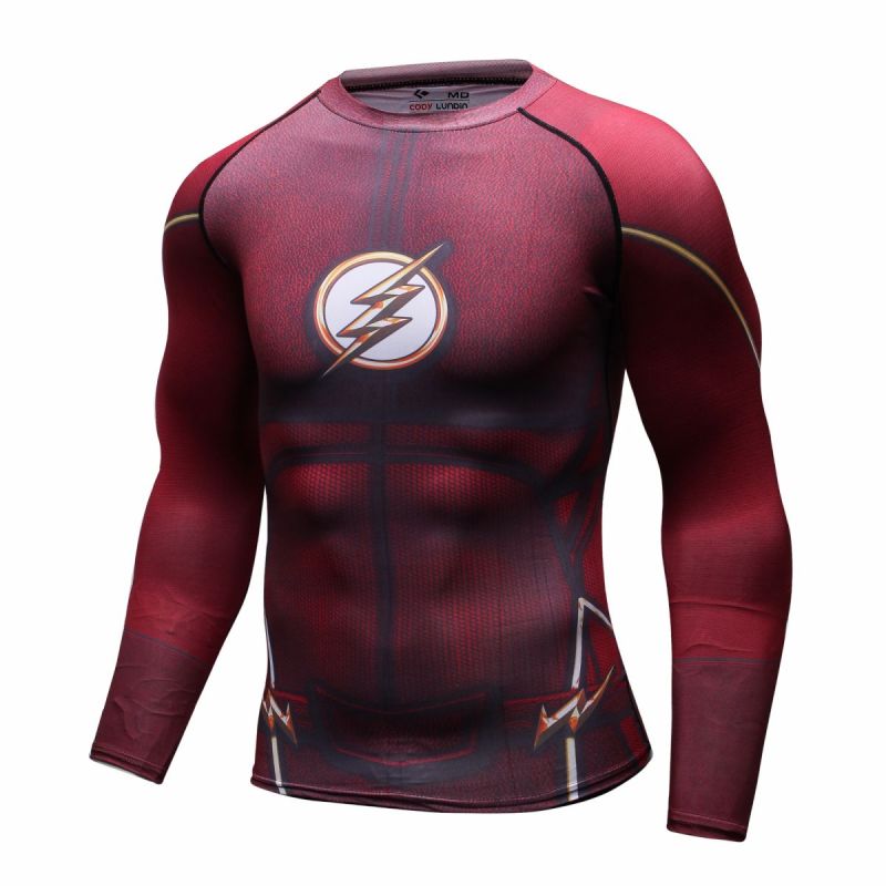 Red Plume Men's Film Super-Hero Series Compression Sports Shirt Skin Running Long Sleeve Tee