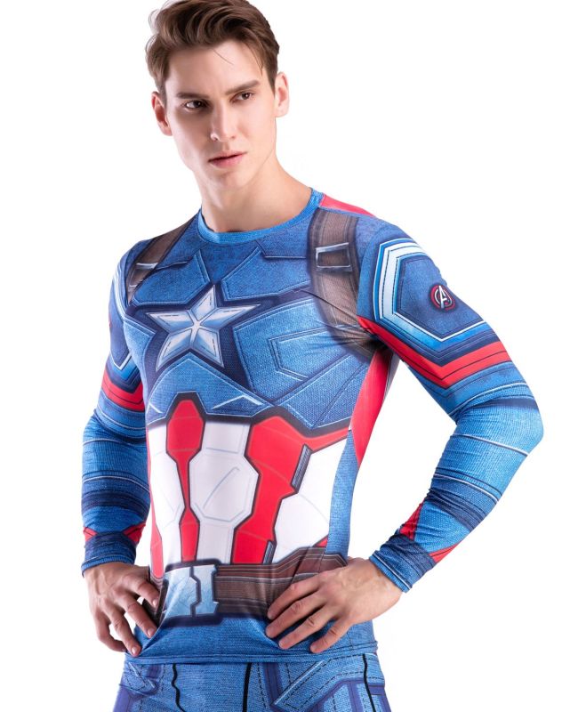 Red Plume Men's Film Super-Hero Series Compression Sports Shirt Skin Running Long Sleeve Tee