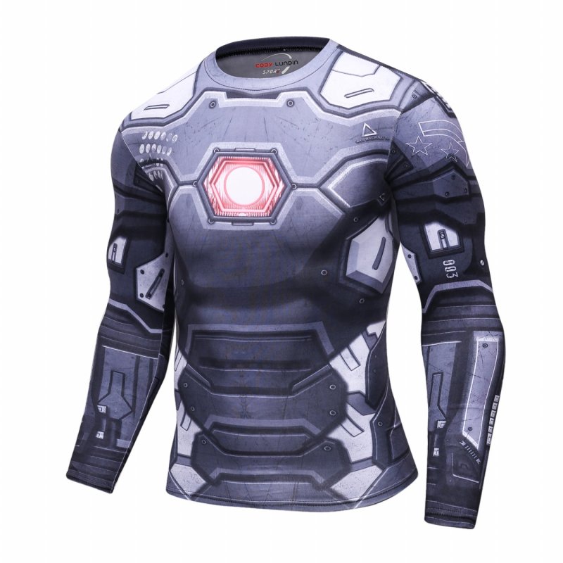 Red Plume Men's Film Super-Hero Series Compression Sports Shirt Skin Running Long Sleeve Tee