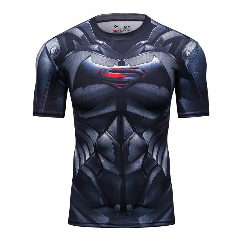 Men's Super-Hero Batman Spiderman American Captain Panther punisher Iron man Superman Sports Shirt Running Short Sleeve Tee