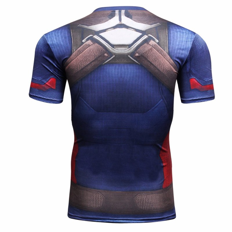 Men's Super-Hero Batman Spiderman American Captain Panther punisher Iron man Superman Sports Shirt Running Short Sleeve Tee