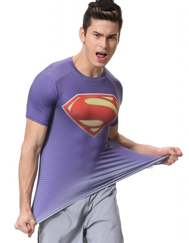 Men's Super-Hero Batman Spiderman American Captain Panther punisher Iron man Superman Sports Shirt Running Short Sleeve Tee