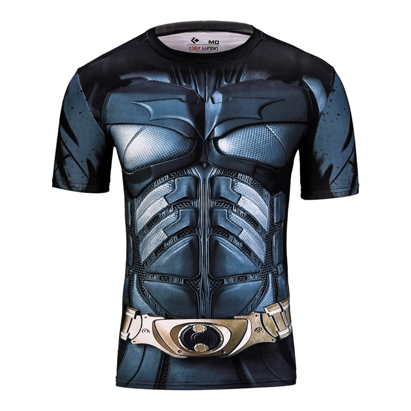 Men's Super-Hero Batman Spiderman American Captain Panther punisher Iron man Superman Sports Shirt Running Short Sleeve Tee