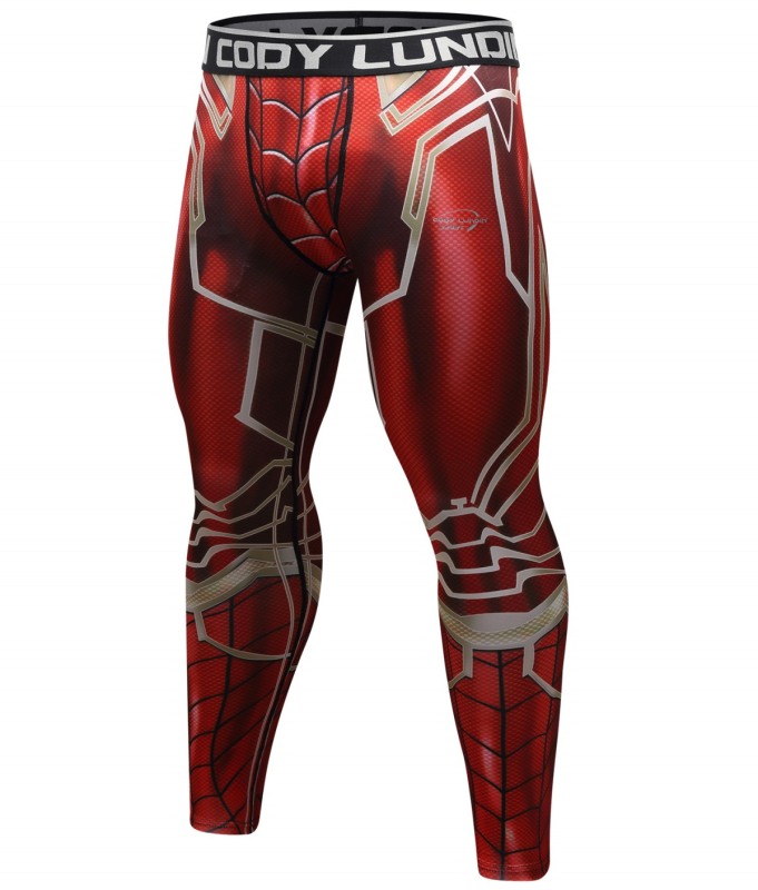 Red Plume Men's Compression Elastic Tight Leggings Sport Warrior Printing Pants