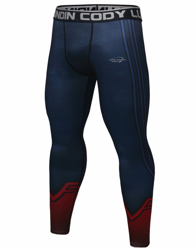 Red Plume Men's Compression Elastic Tight Leggings Sport Warrior Printing Pants