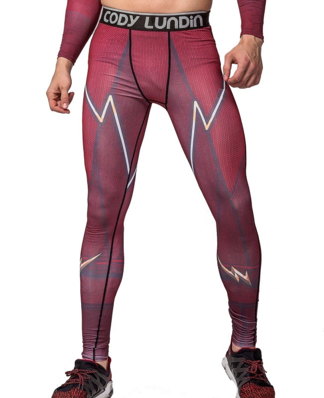 Red Plume Men's Compression Elastic Tight Leggings Sport Warrior Printing Pants