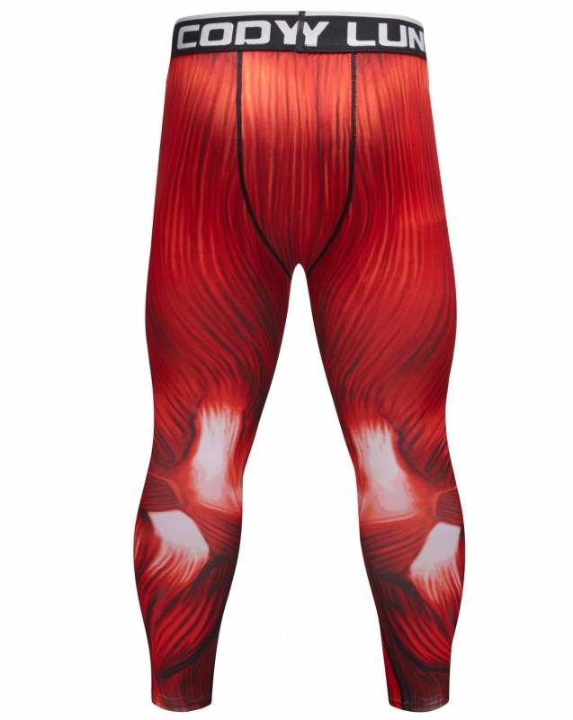 Red Plume Men's Compression Elastic Tight Leggings Sport Warrior Printing Pants