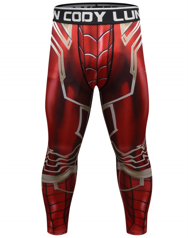 Red Plume Men's Compression Elastic Tight Leggings Sport Warrior Printing Pants