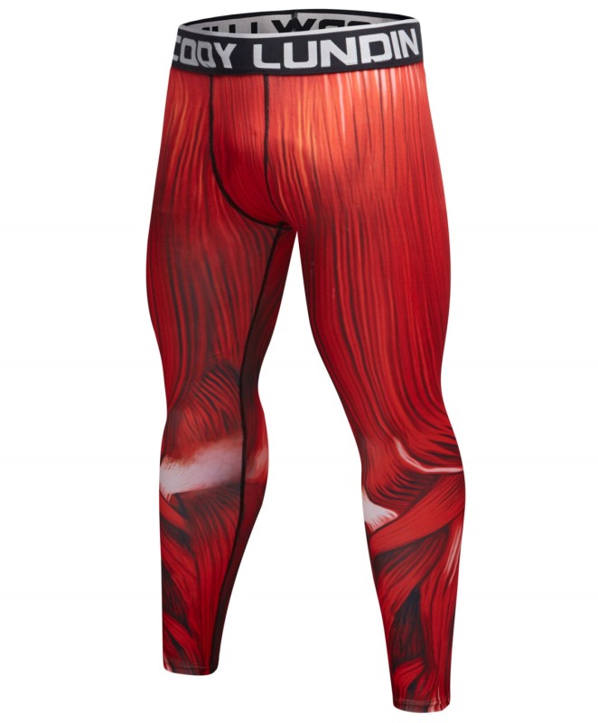 Red Plume Men's Compression Elastic Tight Leggings Sport Warrior Printing Pants