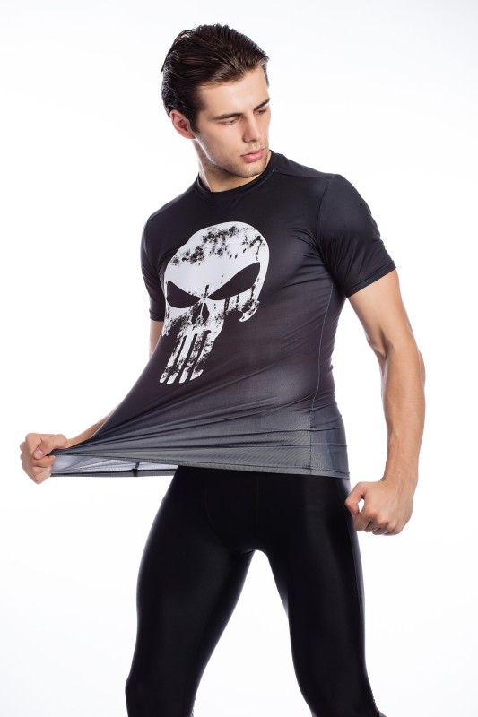 Men's Film Super-Hero Series Compression Sports Shirt Skin Running Short Sleeve Tee