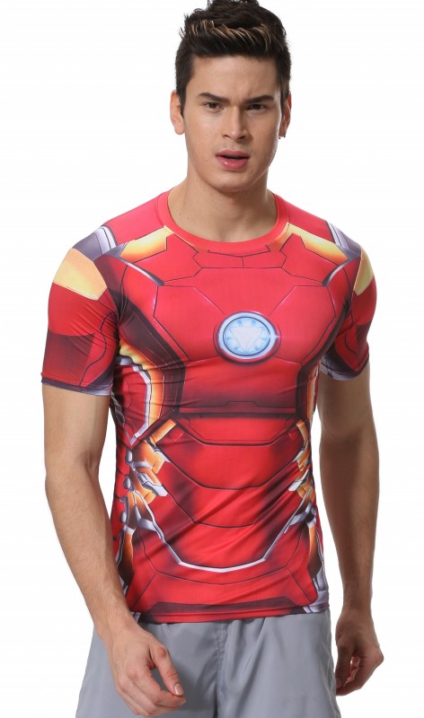 Men's Film Super-Hero Series Compression Sports Shirt Skin Running Short Sleeve Tee