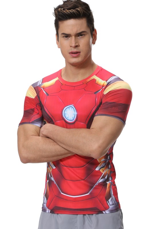 Men's Film Super-Hero Series Compression Sports Shirt Skin Running Short Sleeve Tee