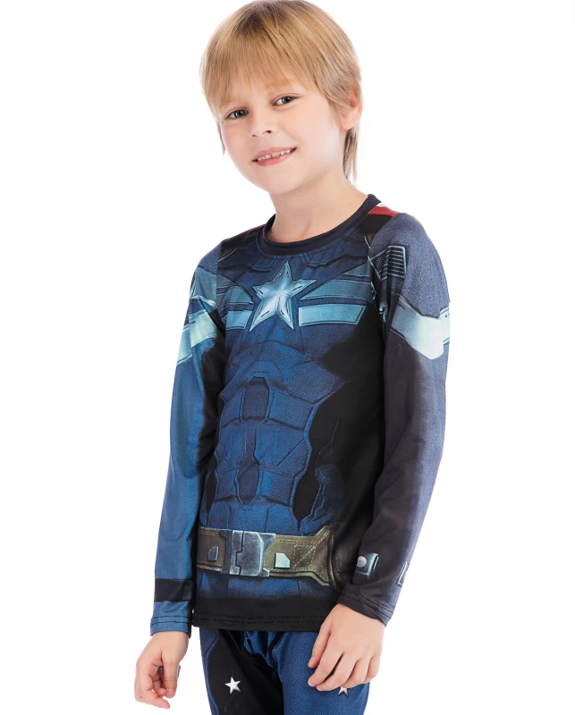 Boys Superhero Long Sleeve Boys Party Classic Role Playing Leisure Long Sleeve T-Shirt