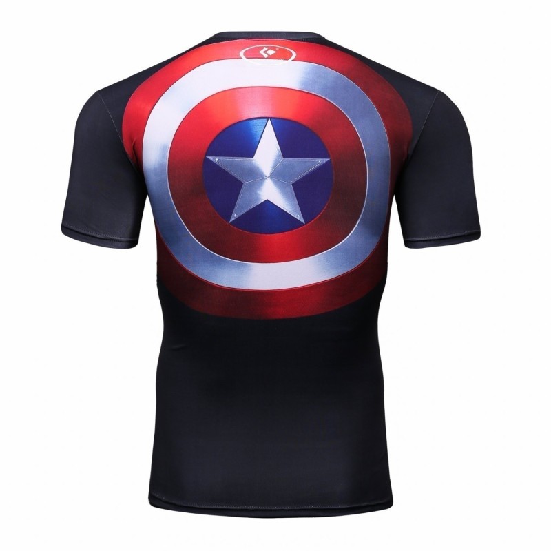 Men's Film Super-Hero Series Compression Sports Shirt Skin Running Short Sleeve Tee