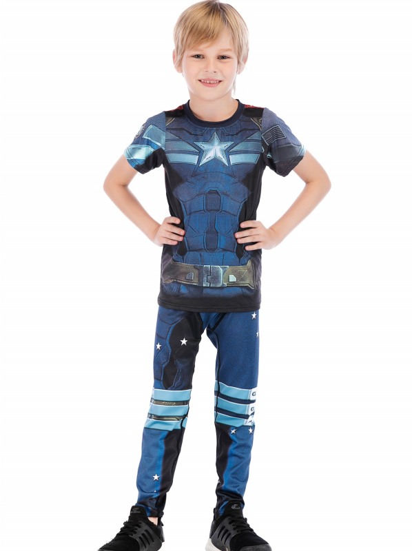 Boys Superhero Long Pants Lightweight Compression Leggings Base Layer Kids Sport Running Trouser