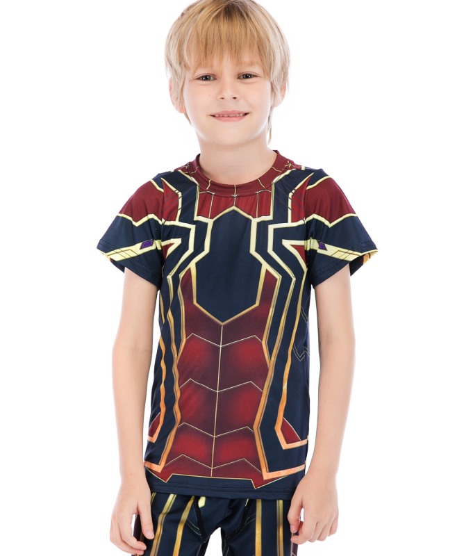 Boys Superhero Series Short Sleeve Boys Party Classic Role Playing Leisure Tops