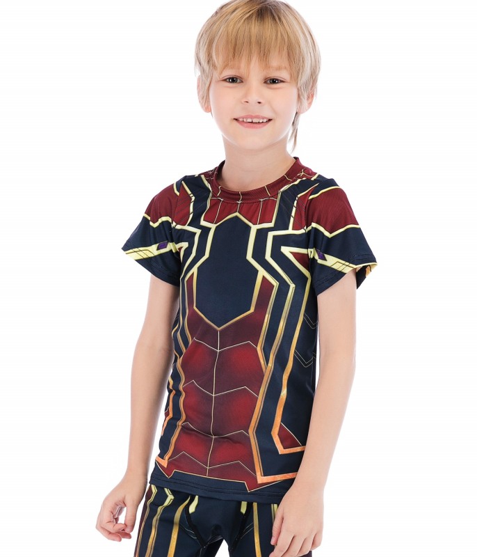 Boys Superhero Series Short Sleeve Boys Party Classic Role Playing Leisure Tops