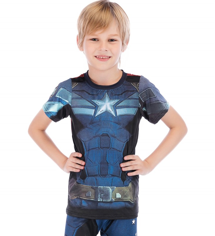 Boys Superhero Series Short Sleeve Boys Party Classic Role Playing Leisure Tops