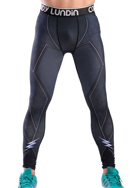 Men's Compression Elastic Tight Leggings Sport Lightning Printing Pants