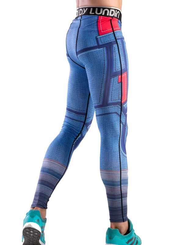 Men's Compression Elastic Tight Leggings Sport Printing Pants